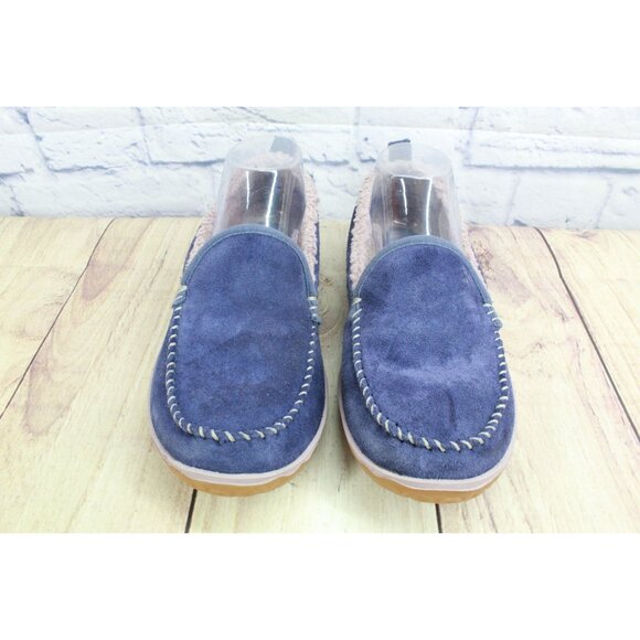 LL Bean Mountain Slippers Moccasin Suede Raw Indigo Size 8 M - Picture 5 of 9